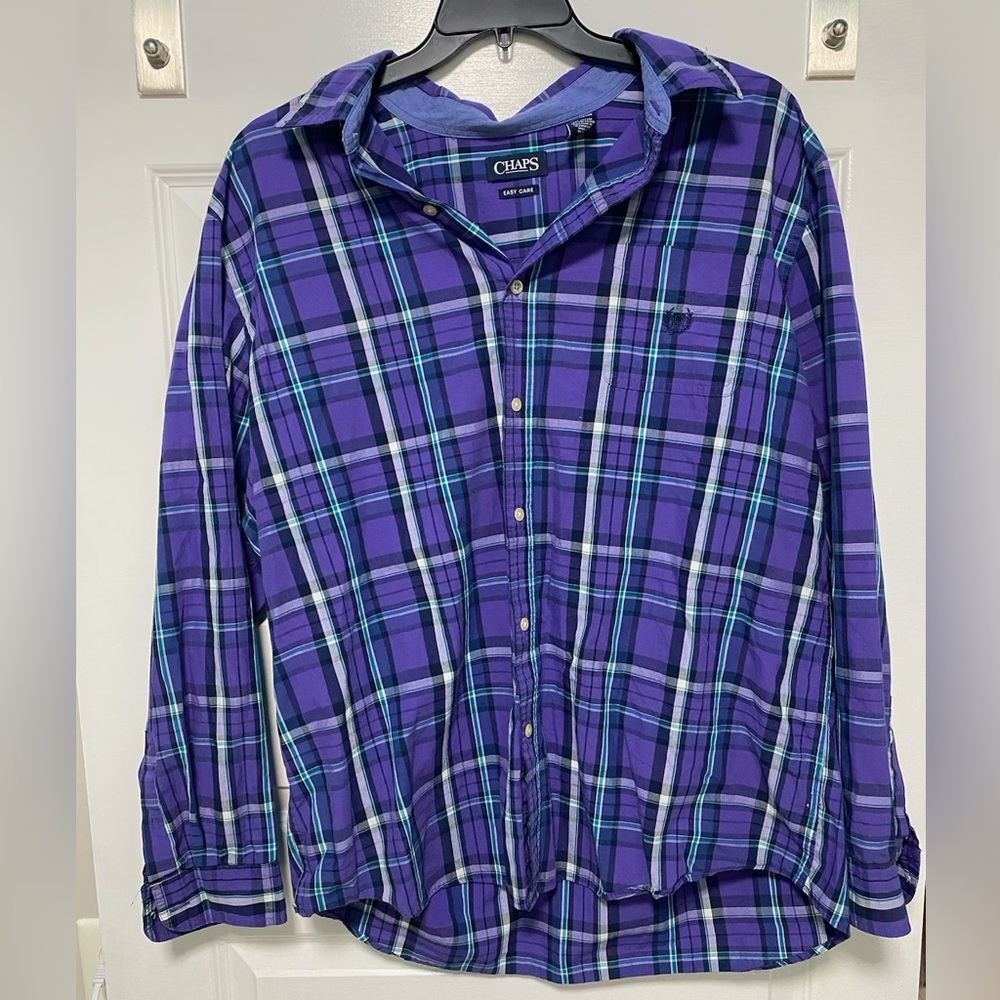Chaps 2XL button up plaid shirt